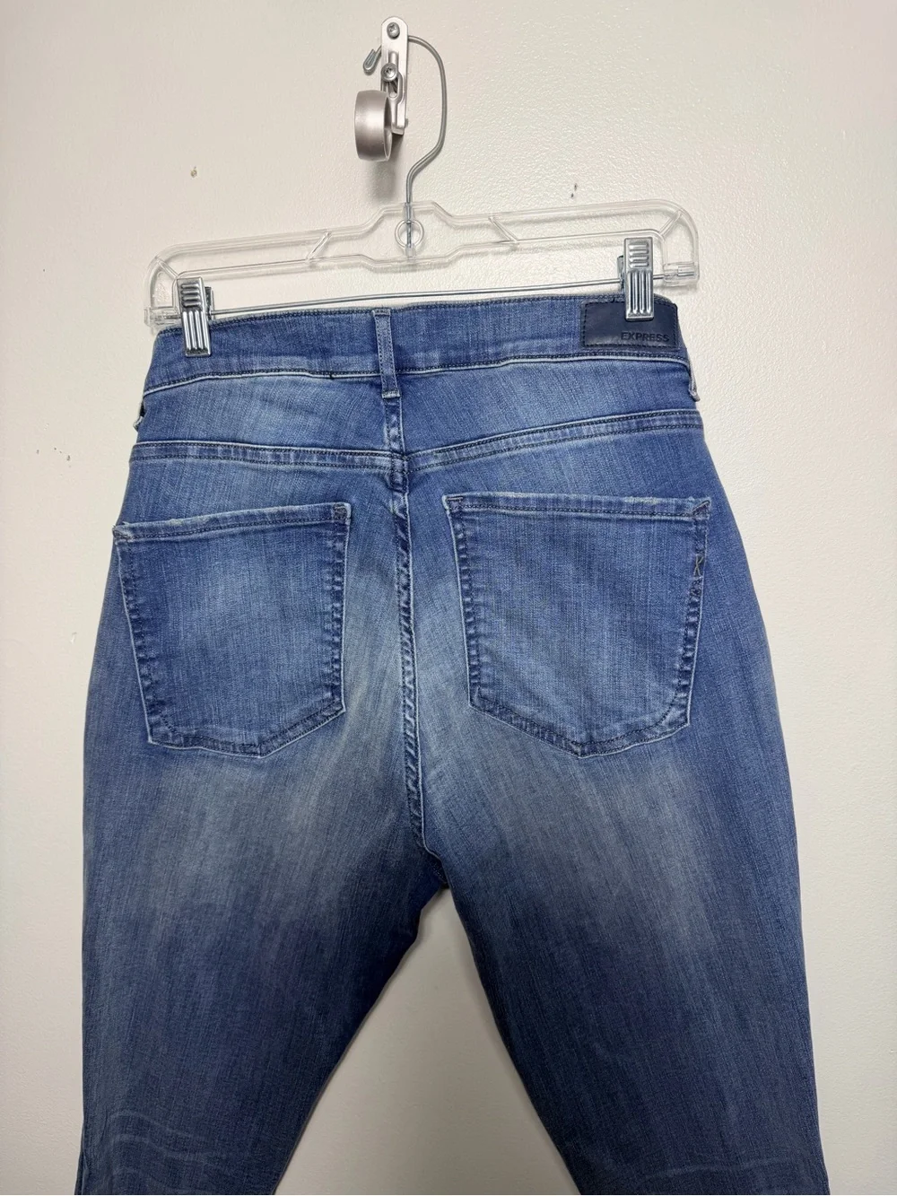 Express Women's Skinny High Rise Jean Leggings in Medium Blue Wash size 12L